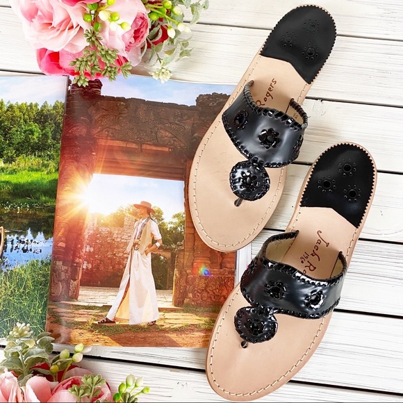 Jack Rogers Shoes - NEW Jack Rogers Hamptons Black Flat Sandals 10.5